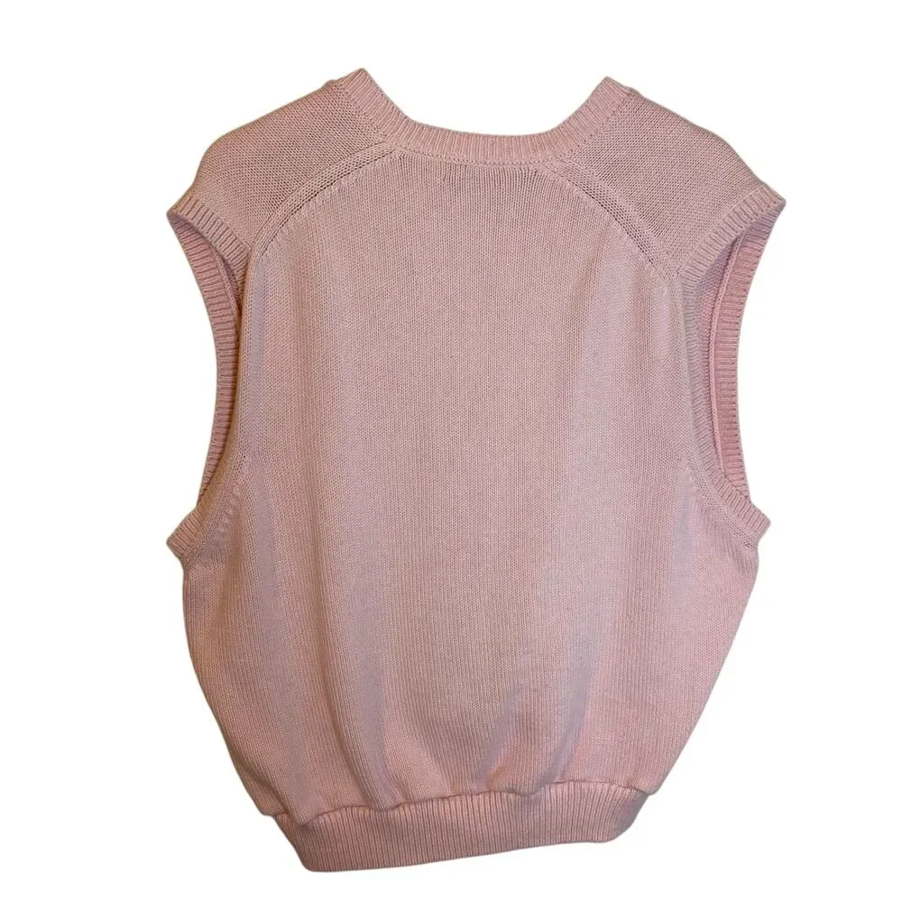 Vintage Lands’ End Sweater Vest Men XL Pink 100% Cotton Made in USA
